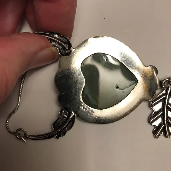 Botswana Agate Stamped 925 Sterling Silver Necklace - Picture 6 of 6